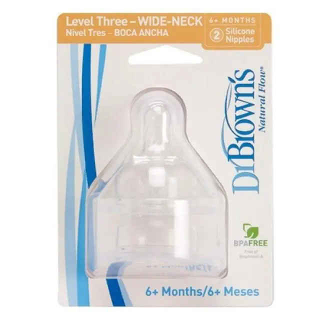 Dr Browns Wide Neck Bottle Level 3 Teats 2Pk 1