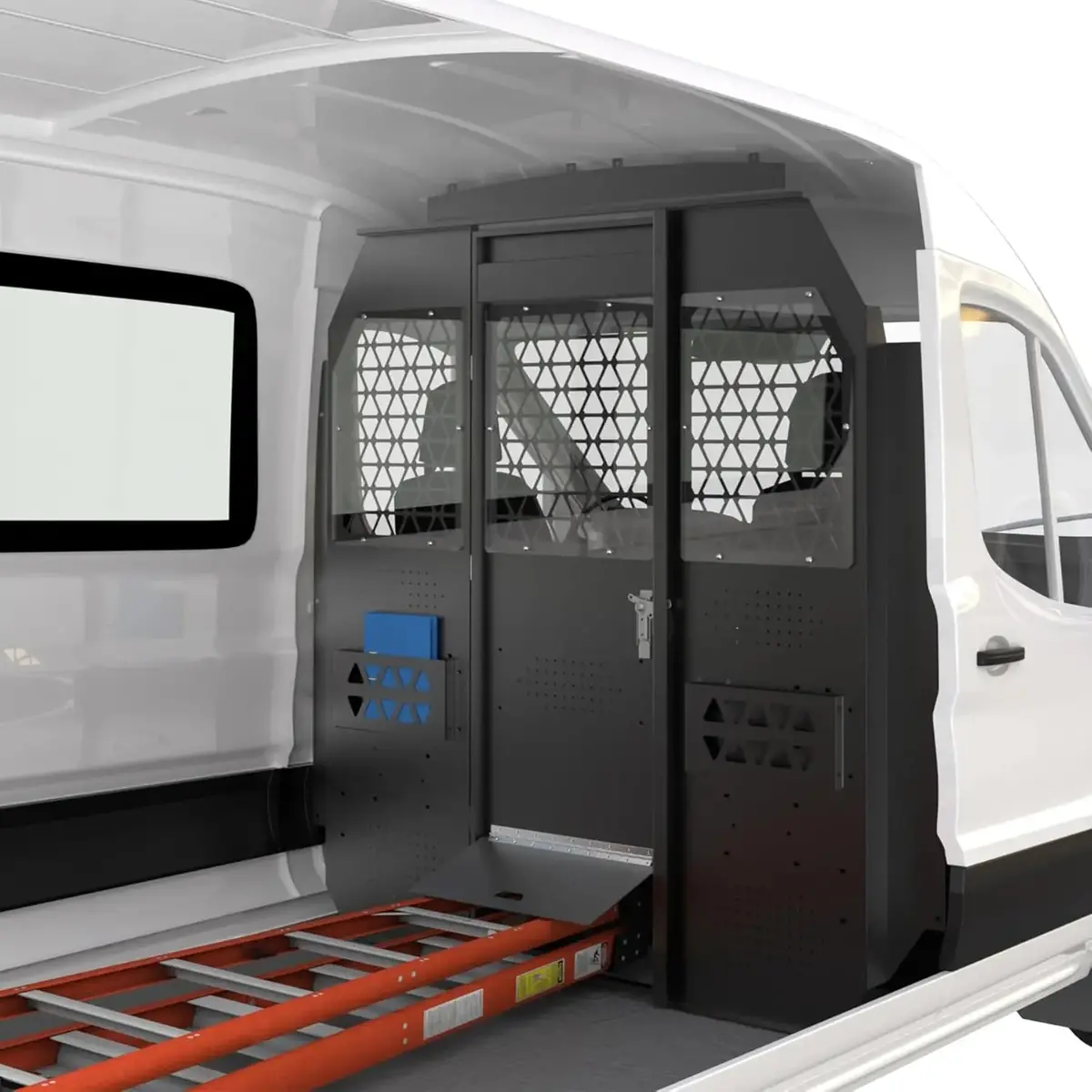 Melipron Ford Transit Van Partition With Lock Latch For Ford Transit 150/250/350 Mid-Roof (2015–2024), Black 1