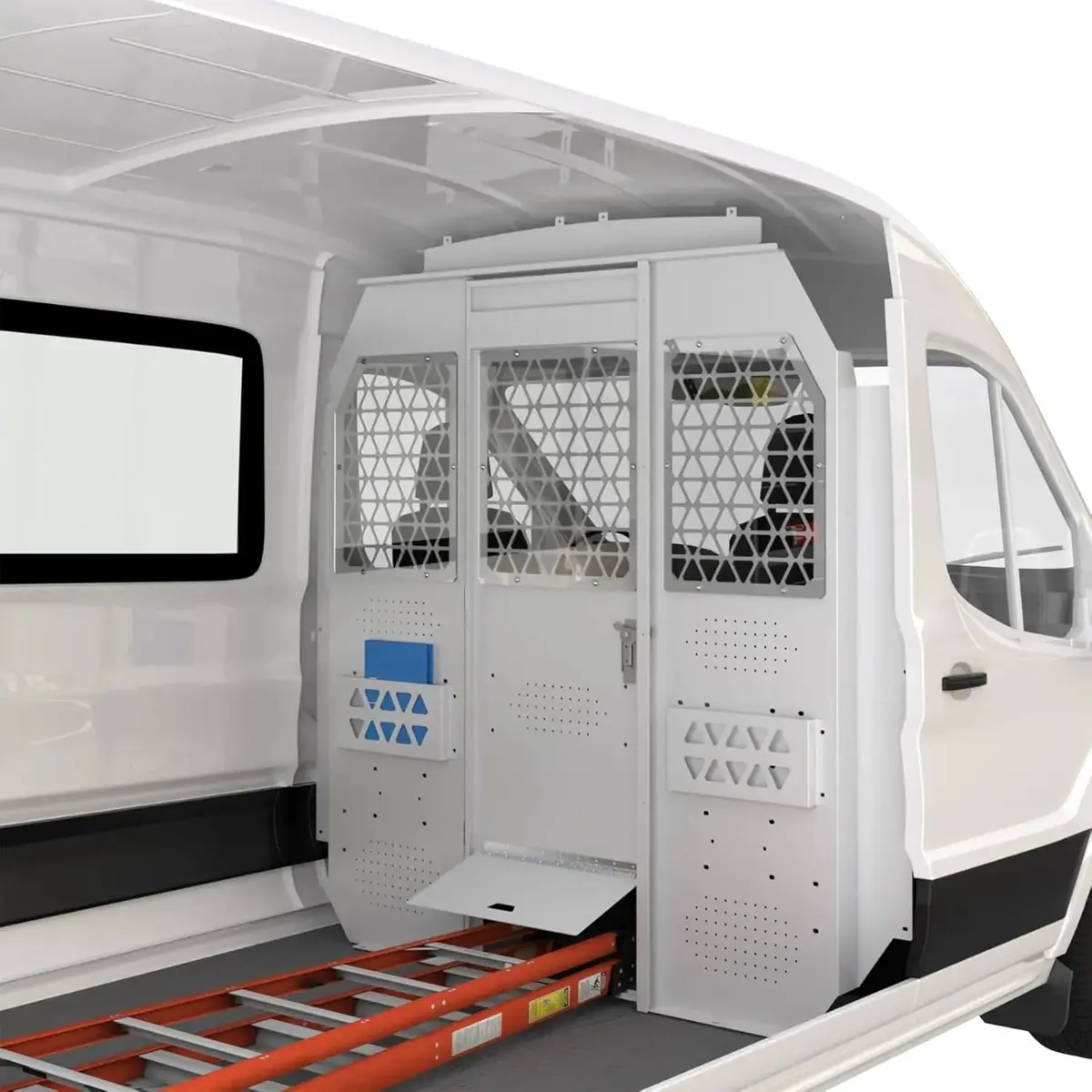 Melipron Ford Transit Van Partition With Lock Latch For Ford Transit 150/250/350 Mid-Roof (2015–2024),White 1