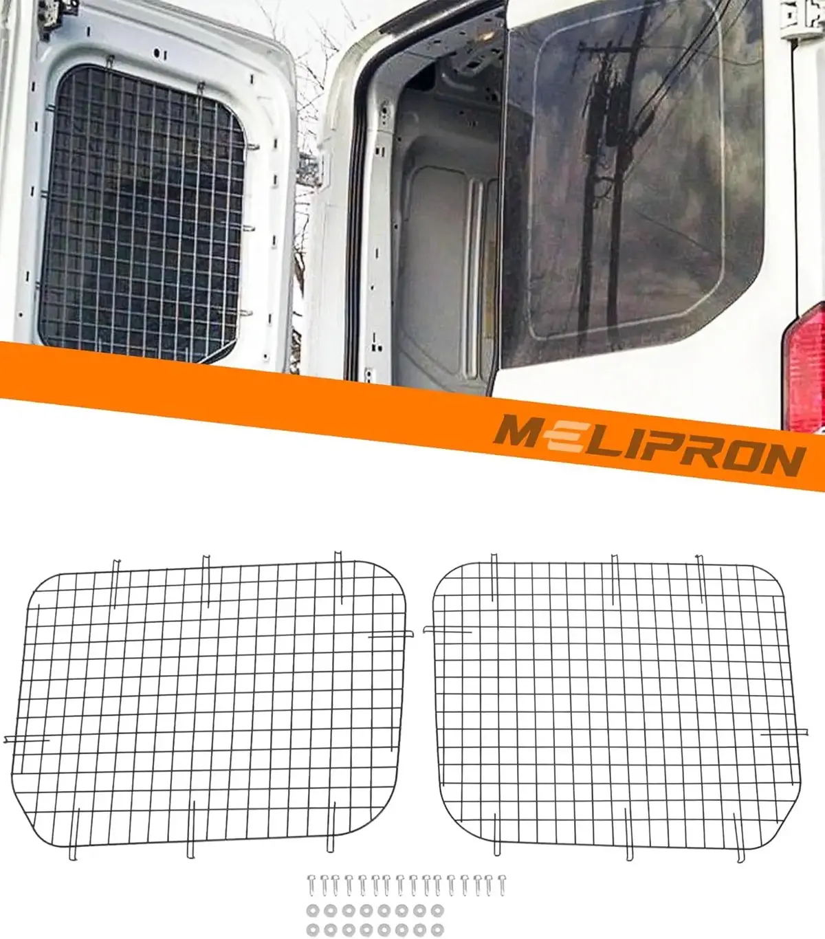 Melipron 2Pcs Rear Security Window Screens For 2015-2024 Ford Transit High/Medium Roof 1