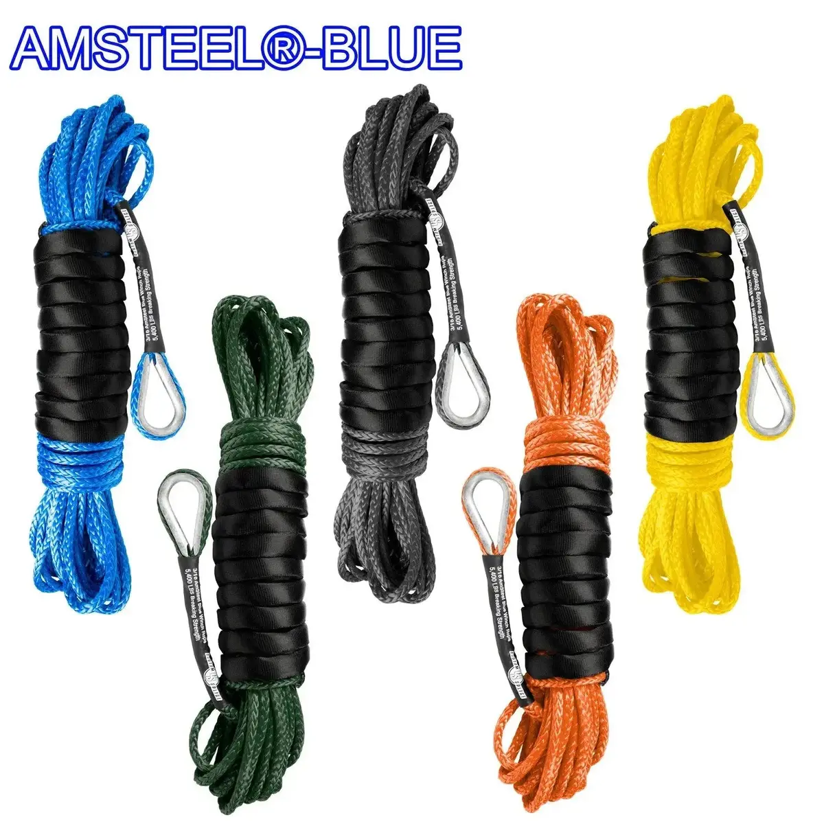 3/16" X 50' Main Line Winch Rope - Amsteel Blue 1