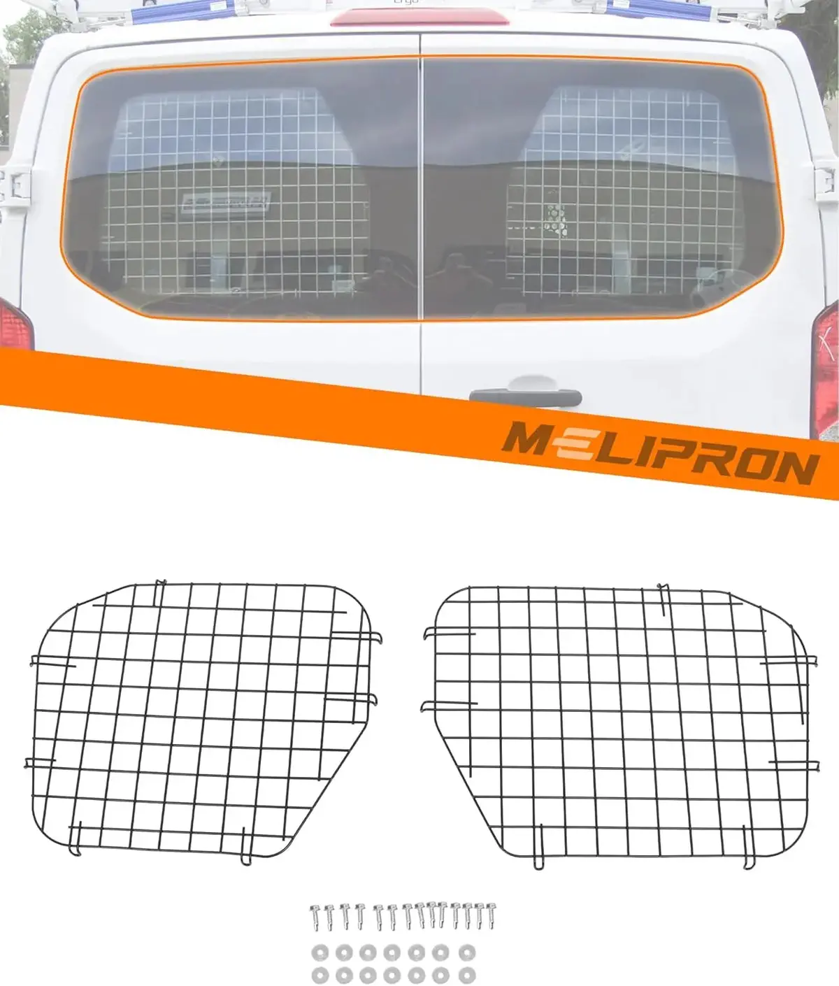 Melipron 2Pcs Rear Security Window Screens For Ford Transit Low Roof 1