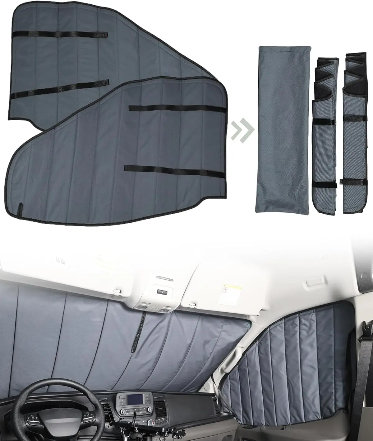Melipron Insulated Blackout Van Windshield Sun Shade For Ford Transit 150 250 350 1