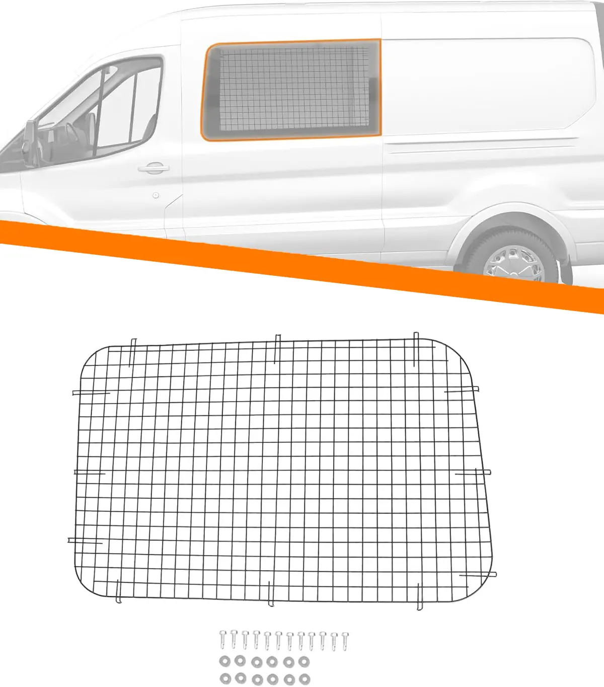 Melipron Side Security Window Screens For 2015-2024 Ford Transit High/Medium Roof 1