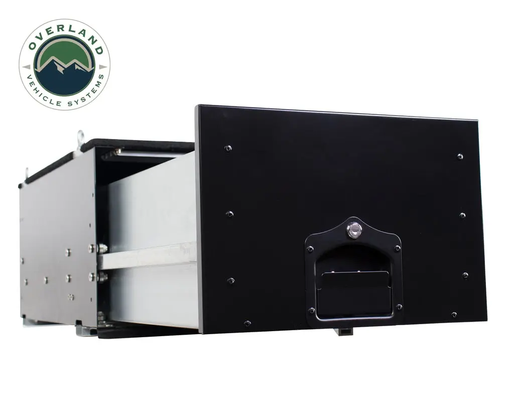 Cargo Box With Slide Out Drawer Size Black Powder Coat Universal Overland Vehicle Systems 1