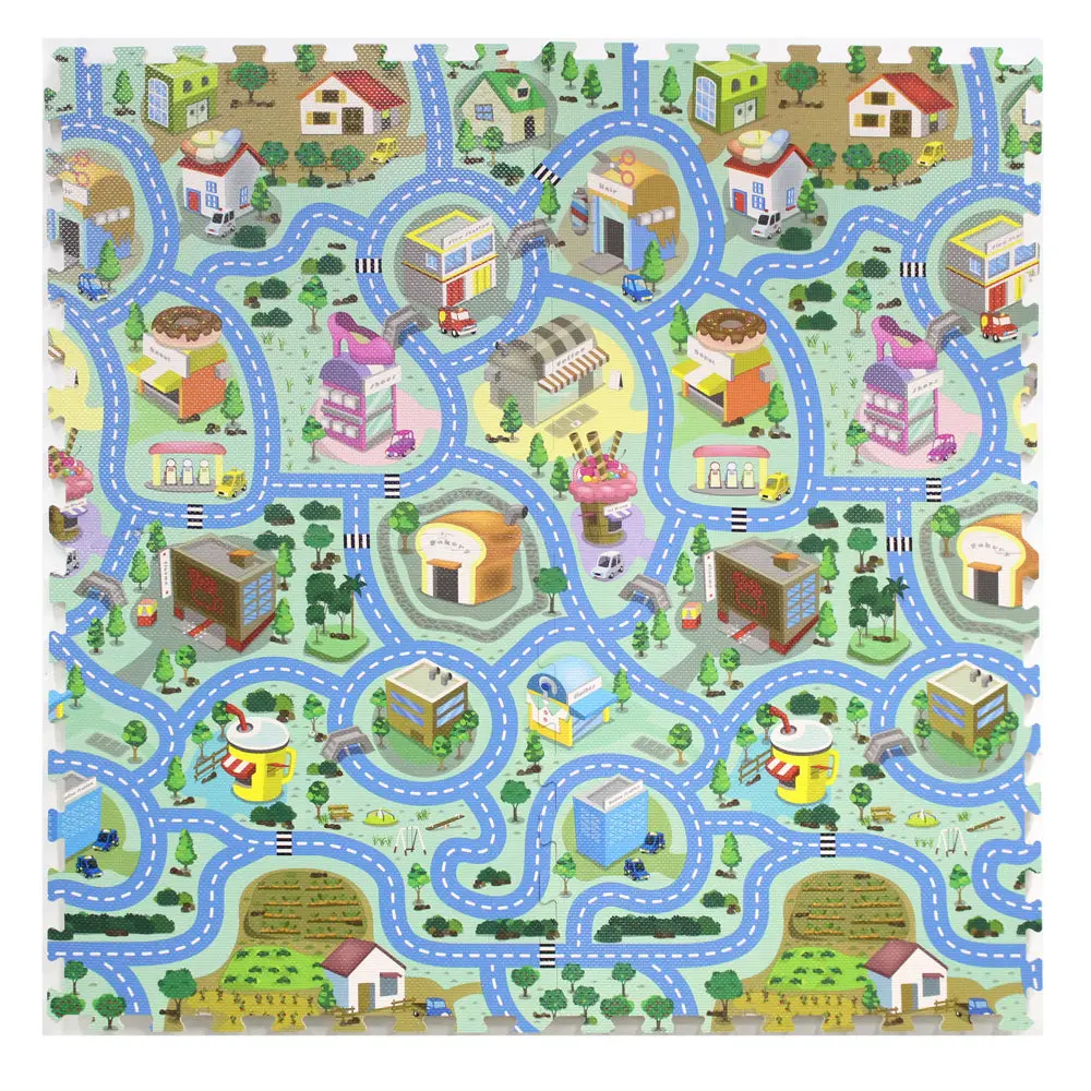 Printed Play Mat Small Town Puzzle Mat 1