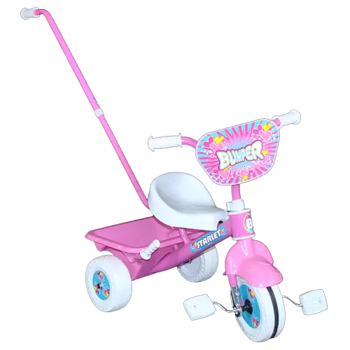 Deluxe Learn 'N' Ride Pink Pedal Tricycle With Push Bar 1