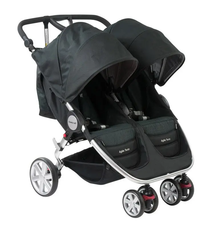 Steelcraft Agile Plus Twin Stroller Black Linen 1