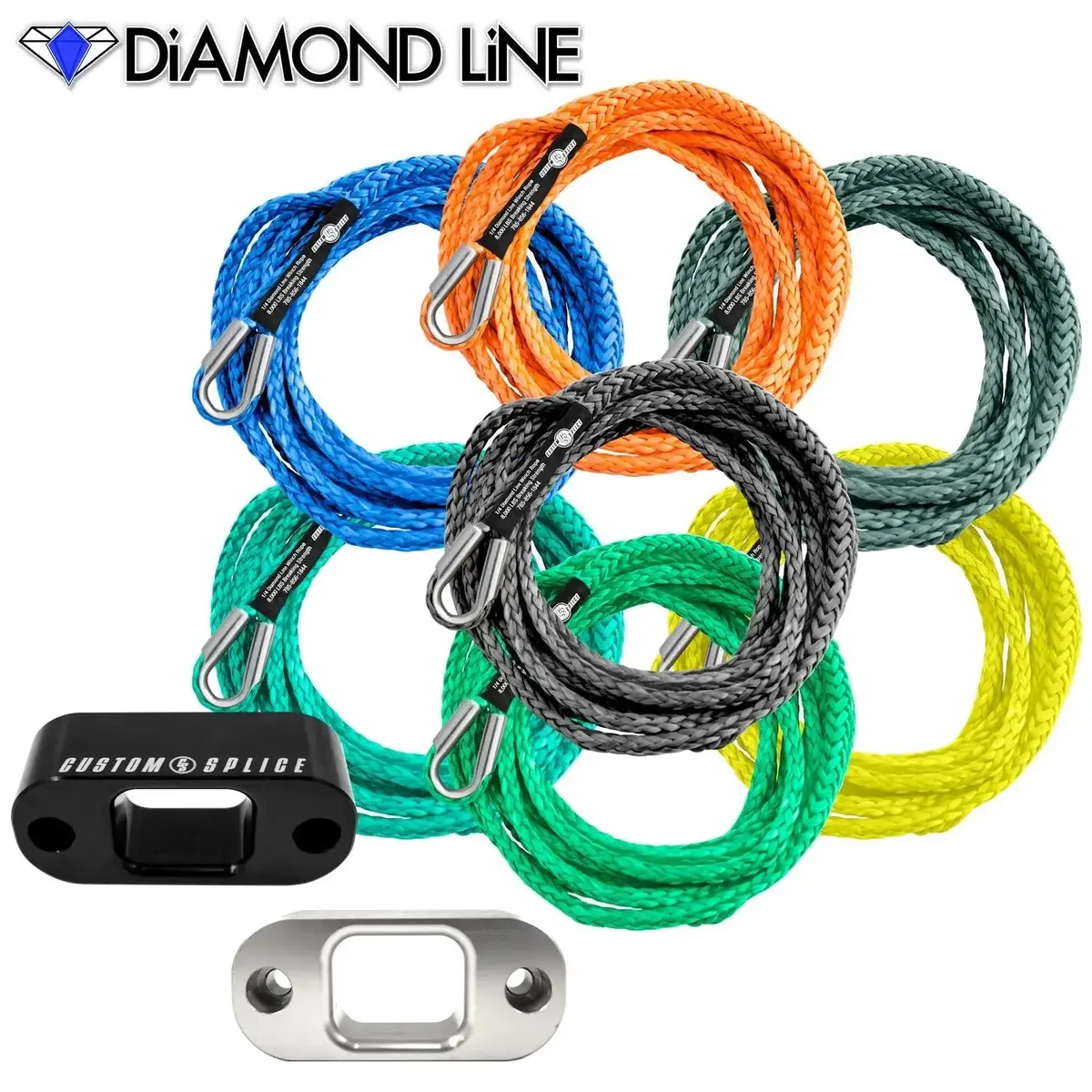 Custom Splice Warn Pullzall 1/4" X 15' Synthetic Rope Conversion Kit 1