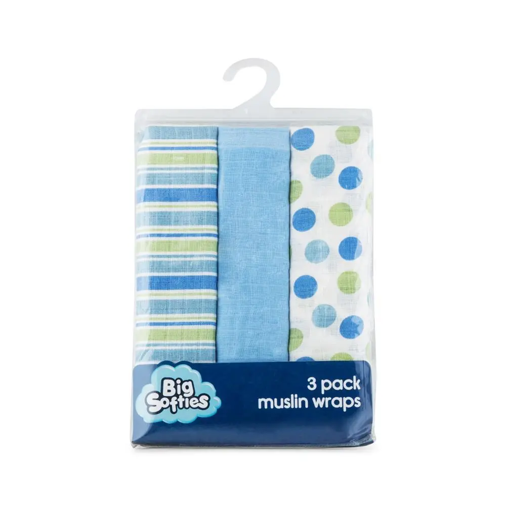 Big Softies Muslin Wraps 3-Pack Blue 1