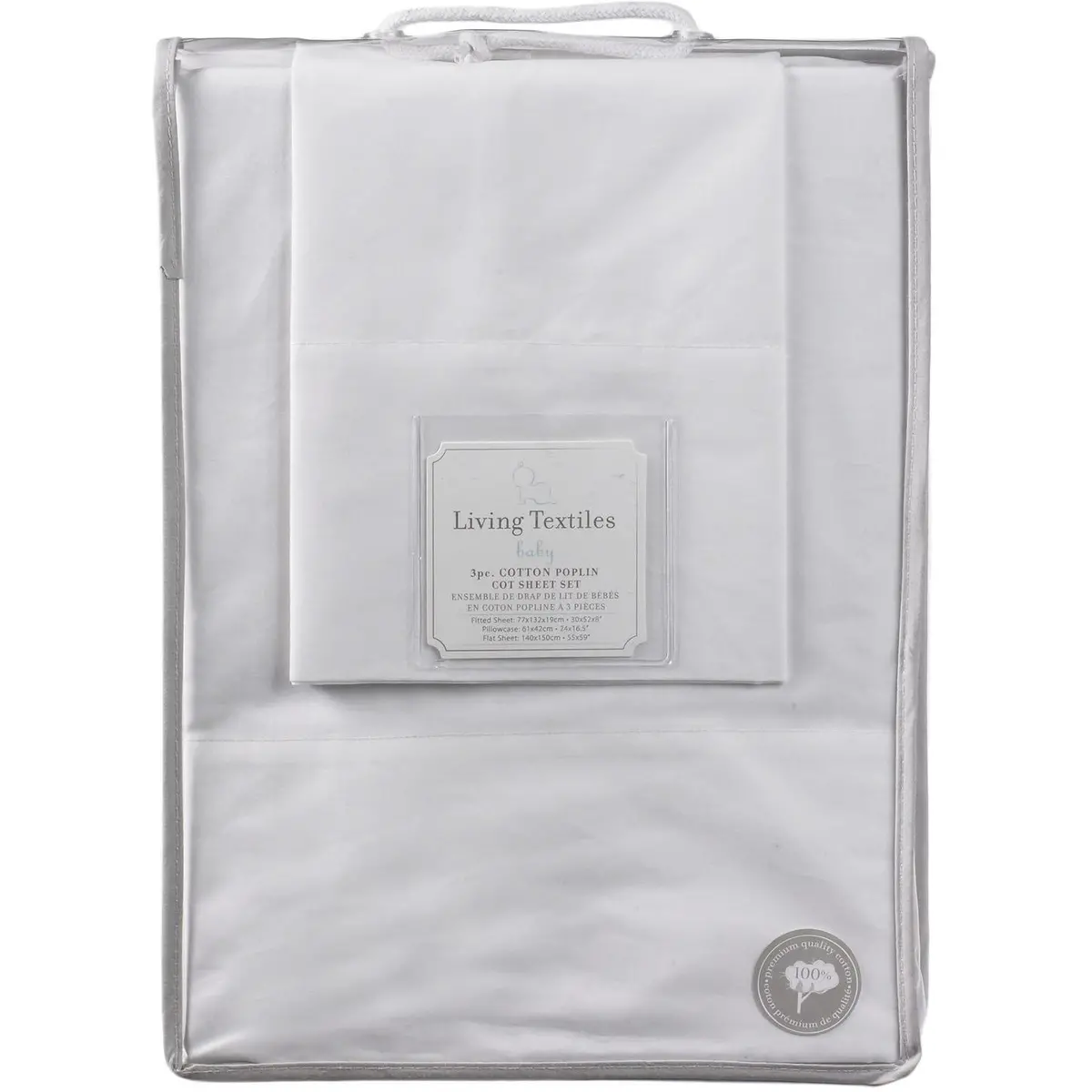 Living Textiles 3 Piece Cot Sheet Set Poplin 1