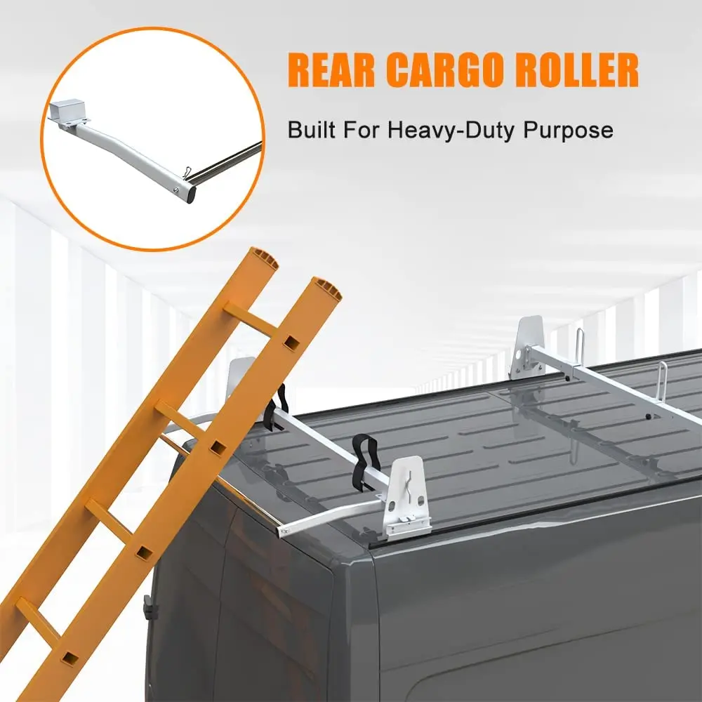 Melipron Van Roof Ladder Racks With Cargo Roller For Ford E-Series/ Chevrolet Express/ Gmc Savana 2