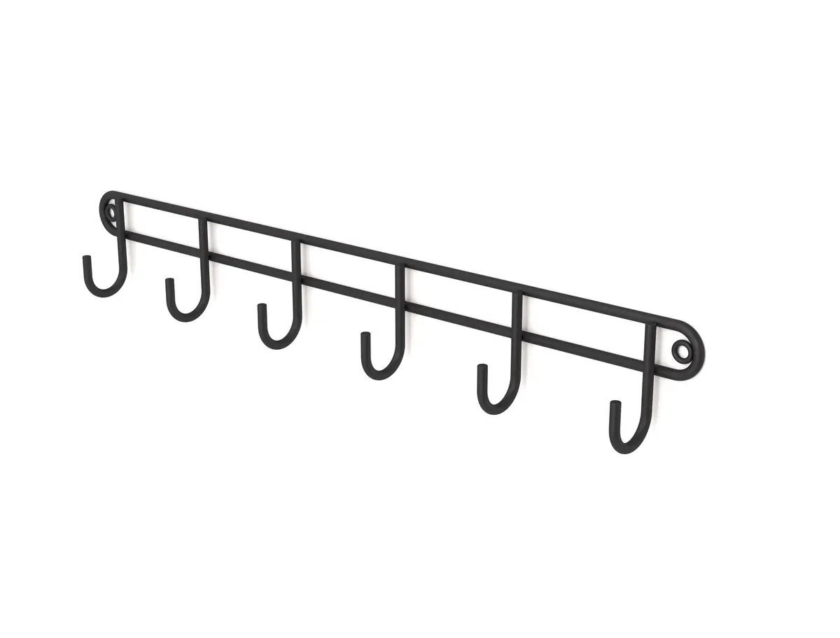 6 Hook Rack (Wall Mounted) Matt Black 1
