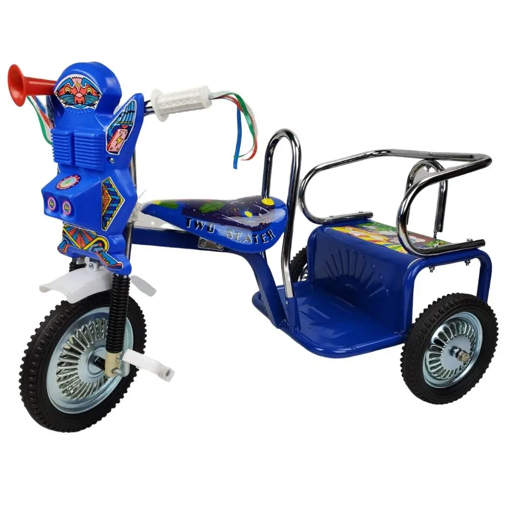 Space Kid Two Seats Tricycle - Blue 1