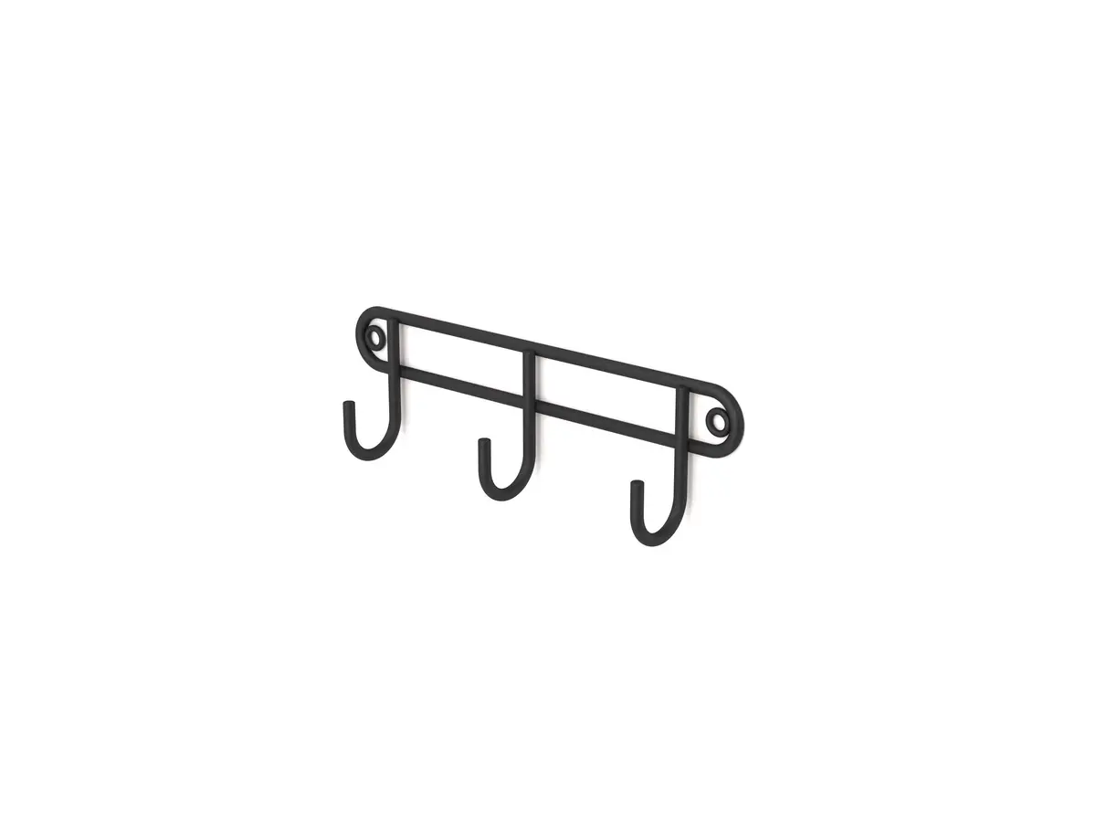 3 Hook Rack (Wall Mounted) Matt Black 1