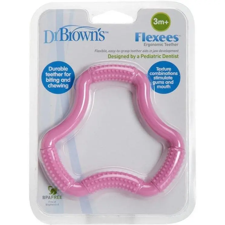 Dr Brown's Flexees A Shaped Teether Pink 1