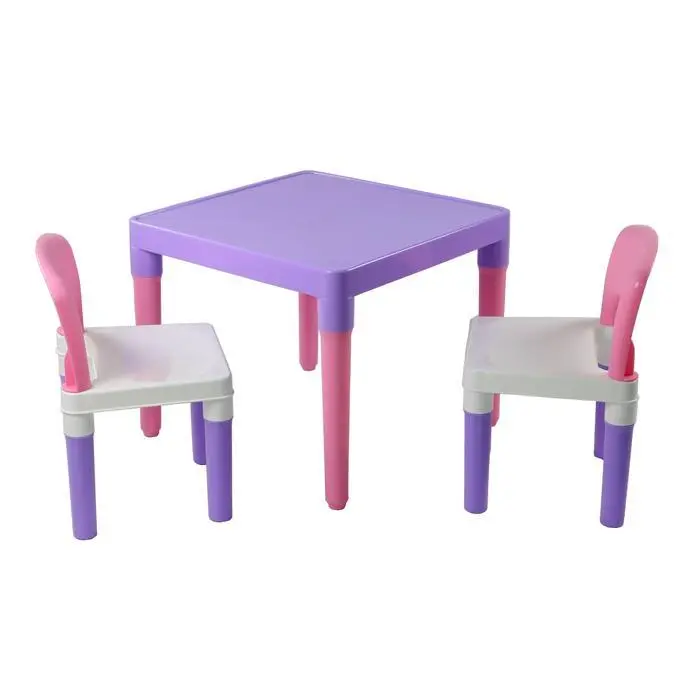 Kids Pink Purple Square Plastic Table Chair Set 1