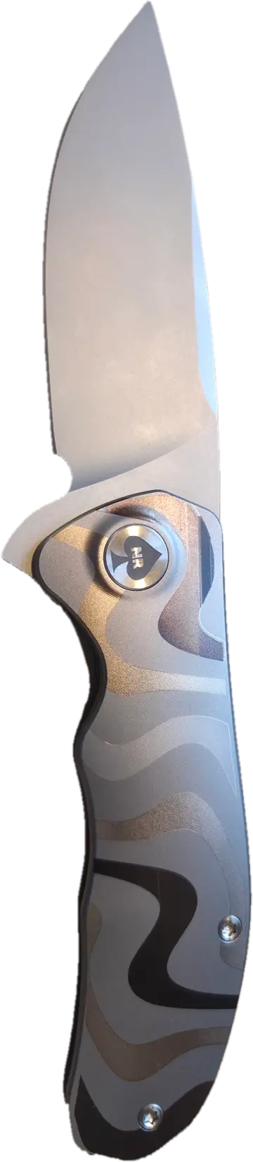 Nriggi Knives "Jersey" Laser Engraved Titanium Scales W/Cpm 20Cv Bead Blast Blade 1