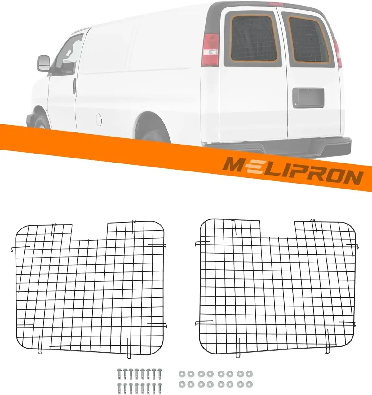 Melipron 2Pcs Rear Security Window Screens For Chevy Express/Gmc Savana 1