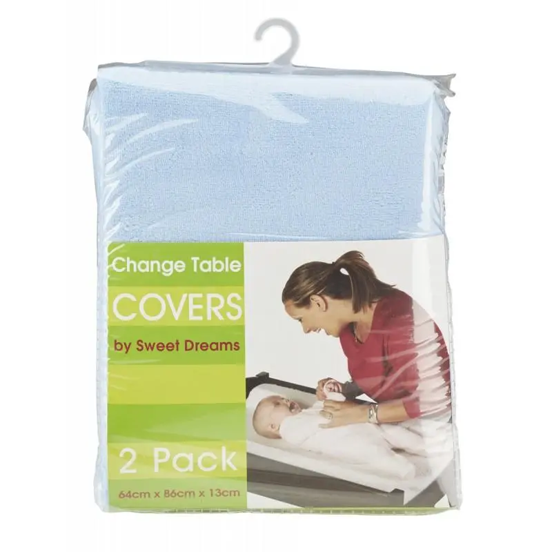 Sweet Dreams Change Table Mattress Cover Blue - 2 Pack 1