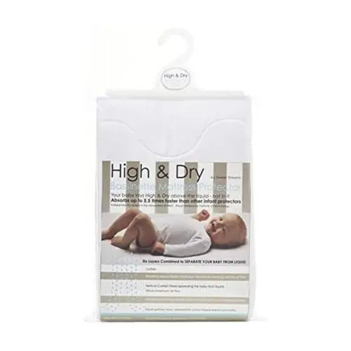 Sweet Dreams High & Dry Bassinet Mattress Protector, White 1