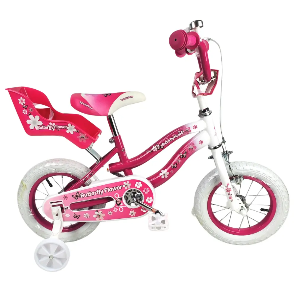 Aussie Baby Supermax Pink Butterfly Flower 12 Inch Girls Bike 1