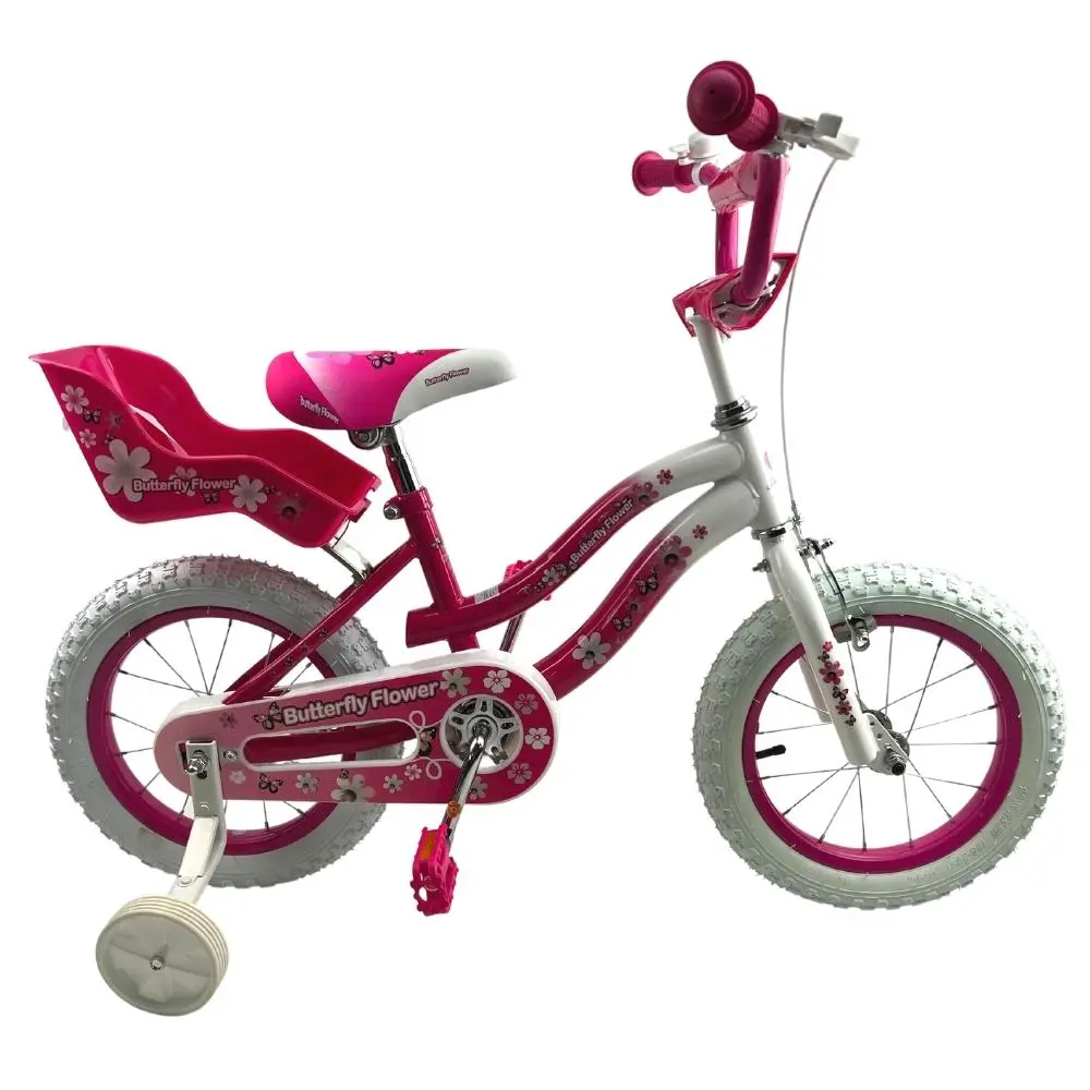 Aussie Baby Supermax Pink Butterfly Flower 14 Inch Girls Bike 1