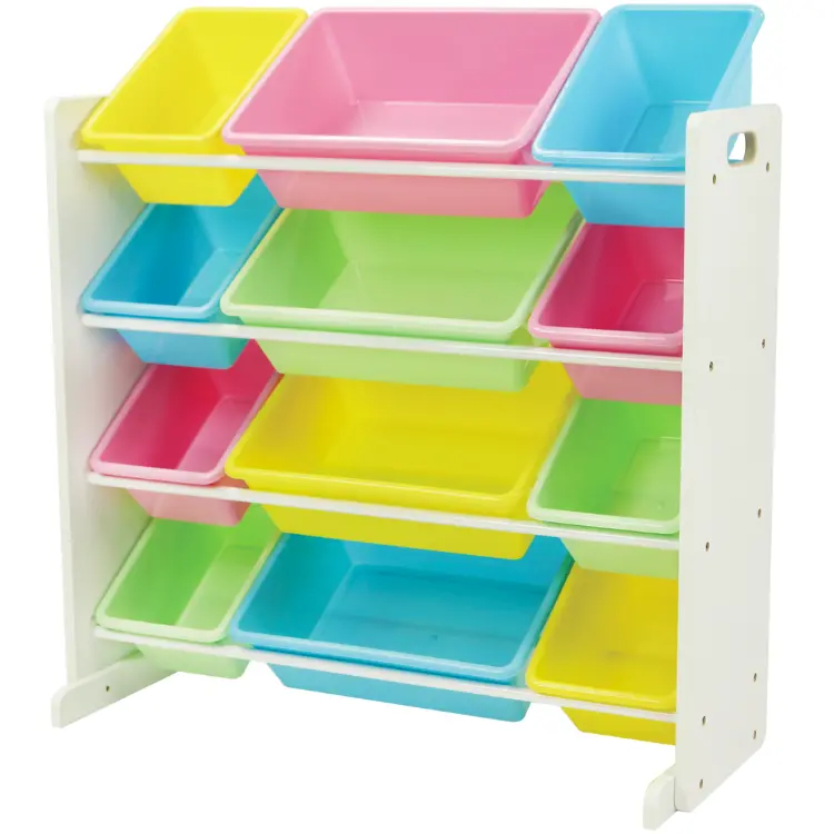 Aussie Baby Wooden 12-Compartment Toy Storage Rack - White Pastel 1