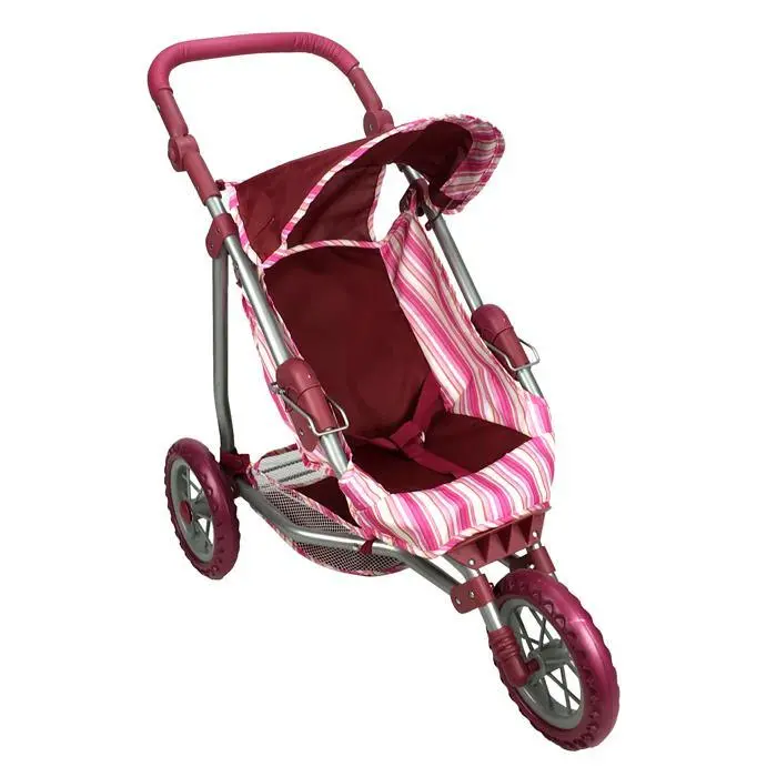 Girls Three Wheel Doll Stroller - Purple 1