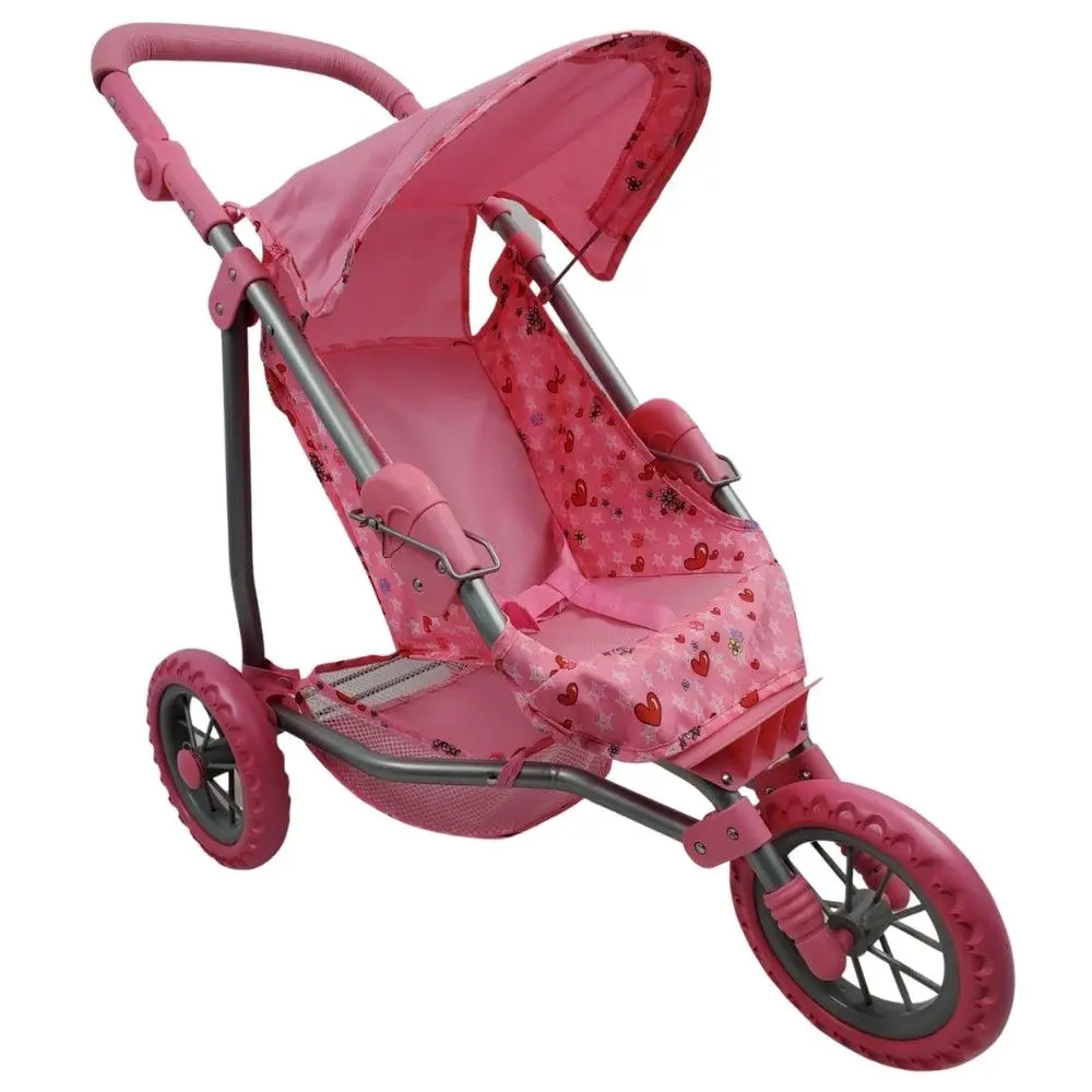 Girls Three Wheel Doll Stroller - Heart 1