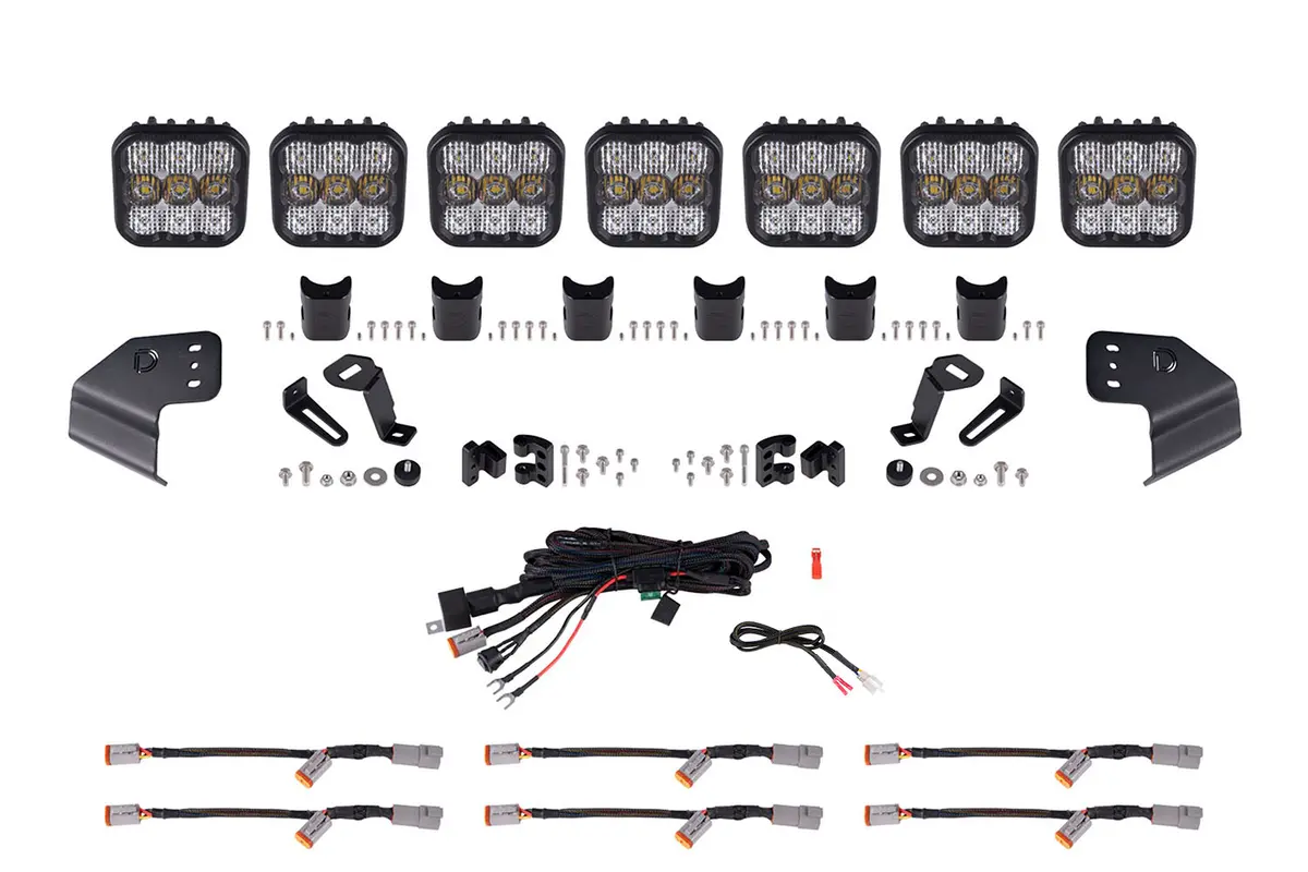 2021+ 6Th Gen Bronco Ss5 Sport Crosslink Windshield White Combo Lightbar Kit 1
