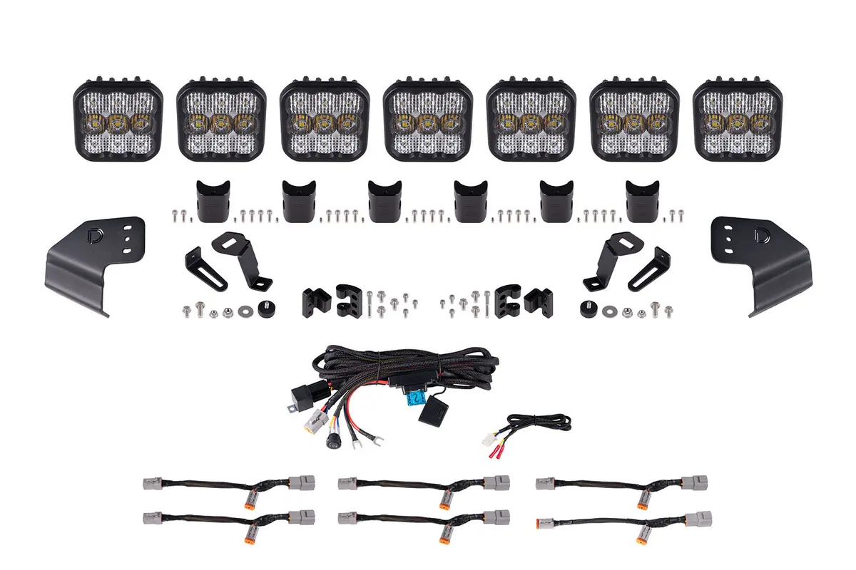 2021+ 6Th Gen Bronco Ss5 Pro Crosslink Windshield White Combo Lightbar Kit 1