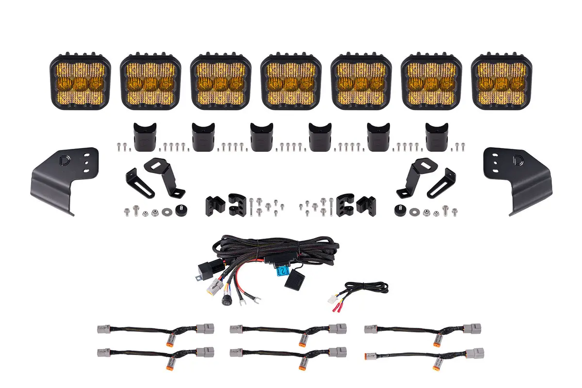 2021+ 6Th Gen Bronco Ss5 Pro Crosslink Windshield Yellow Combo Lightbar Kit 1