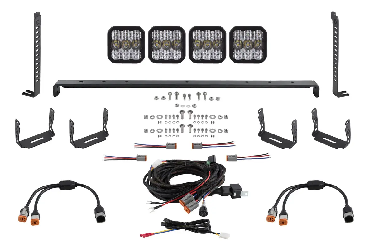 2014-2023 5Th Gen 4Runner Ss5 Stealth Grille Led 4-Pod Kit, Sport White Combo 1