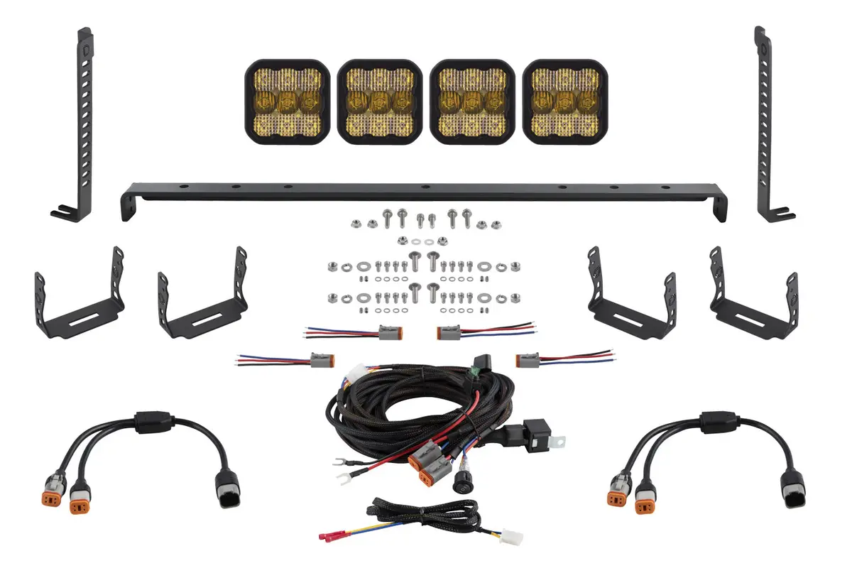 2014-2023 5Th Gen 4Runner Ss5 Stealth Grille Led 4-Pod Kit, Sport Yellow Combo 1