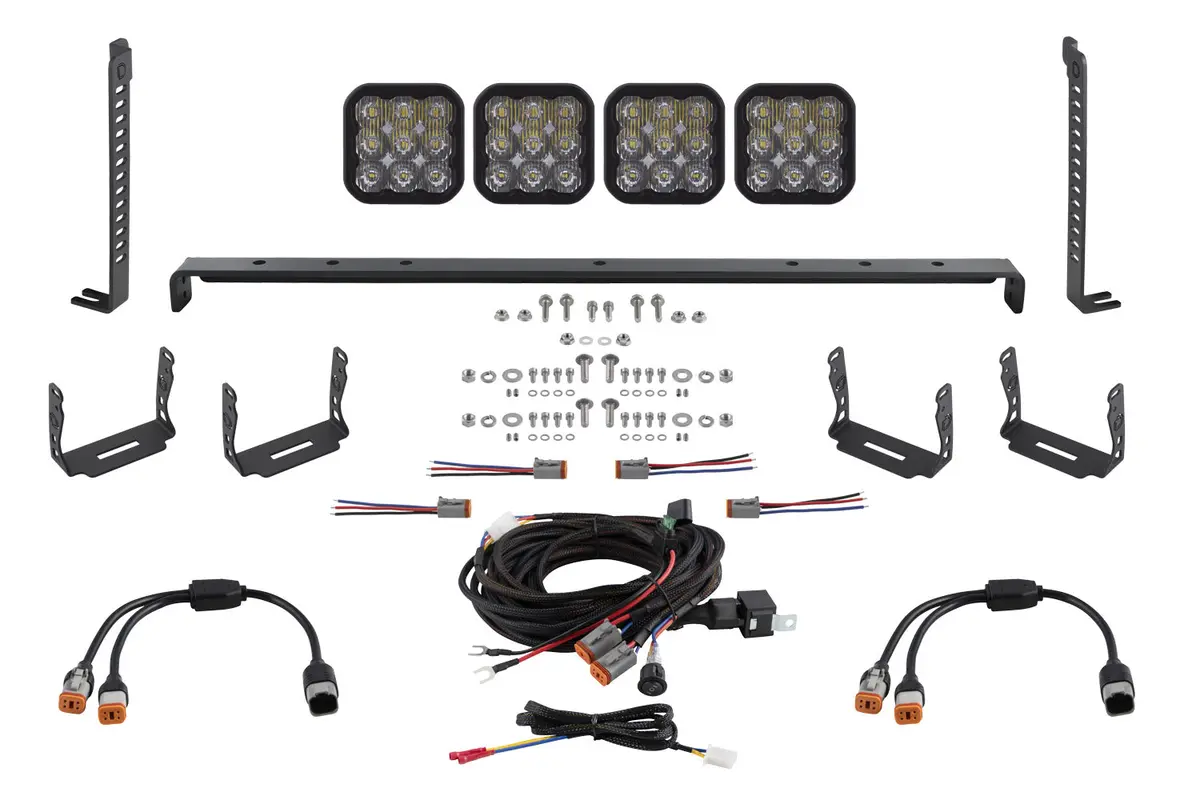 2014-2023 5Th Gen 4Runner Ss5 Stealth Grille Led 4-Pod Kit, Sport White Driving 1
