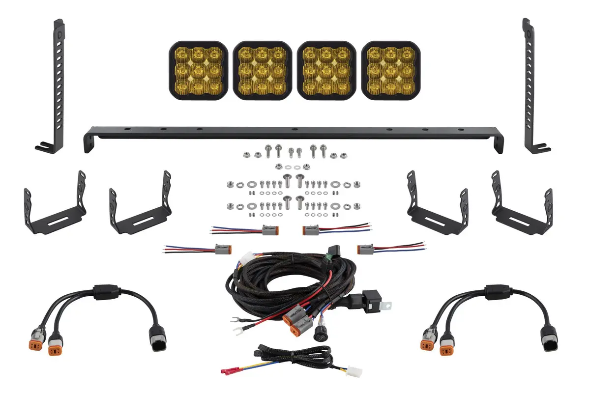 2014-2023 5Th Gen 4Runner Ss5 Stealth Grille Led 4-Pod Kit, Sport Yellow Driving 1