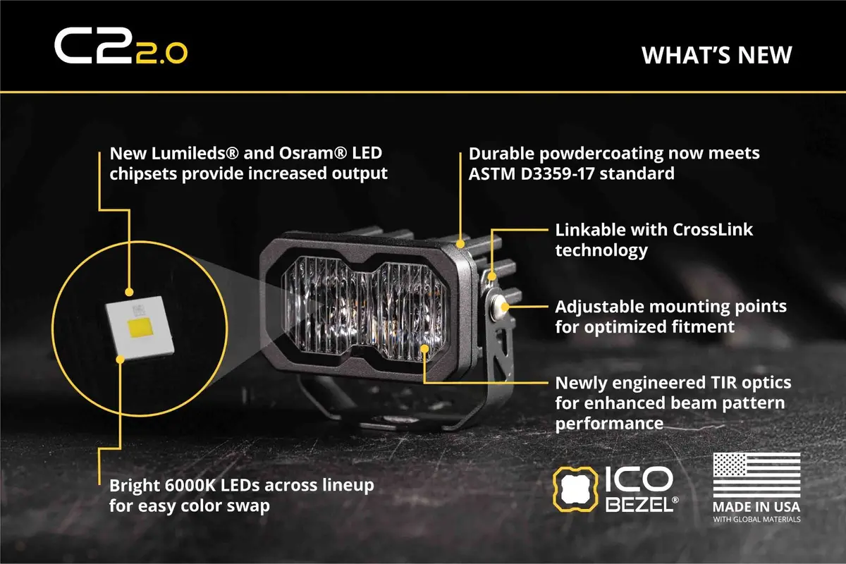 Diode Dynamics C2 2.0 Sae/Dot White Sport Led Pod (Pair) For Tacoma 4