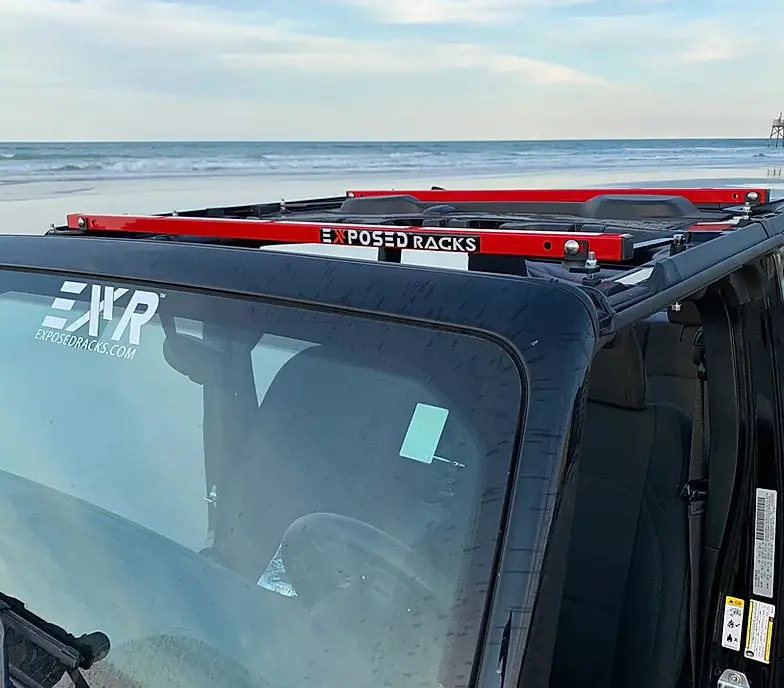 Exposed Racks 9756 Red Under Soft Top Click-In Roof Racks Jeep Wrangler Jl 2-Door & Gladiator Jt 18-Present 1
