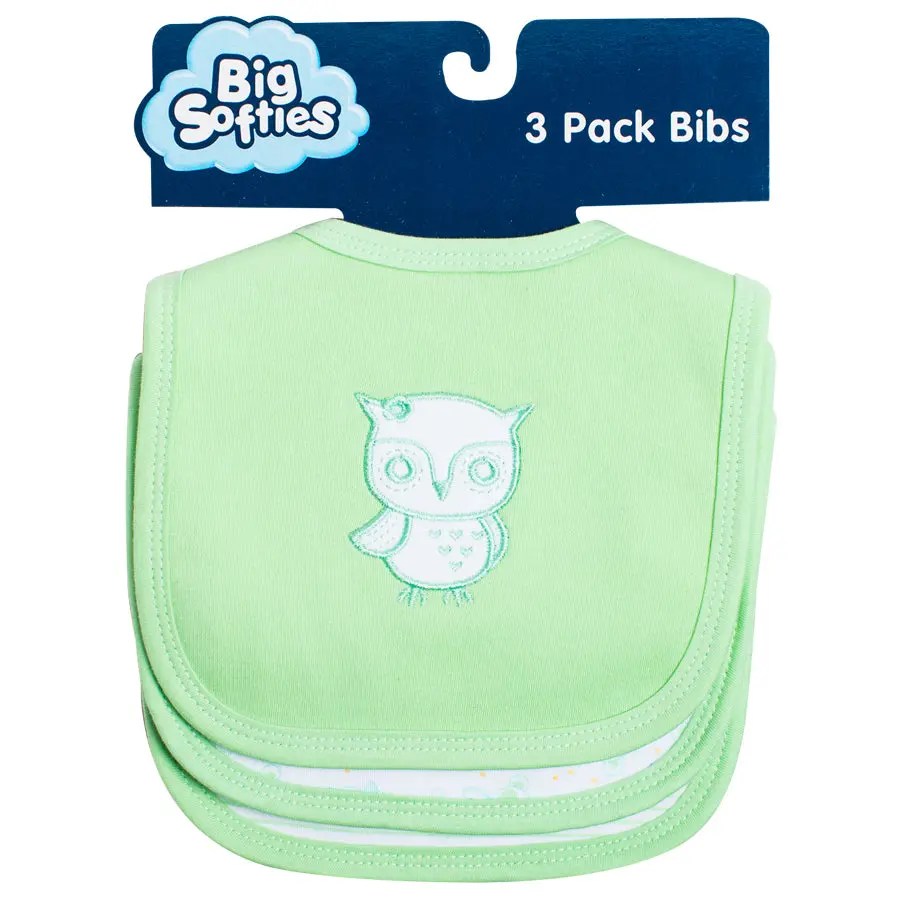 Big Softies Applique & Printed Bibs (3 Pack) - Green 1