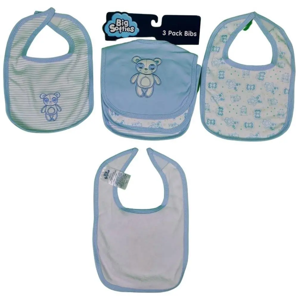 Big Softies Applique & Printed Bibs (3 Pack) - Blue 2