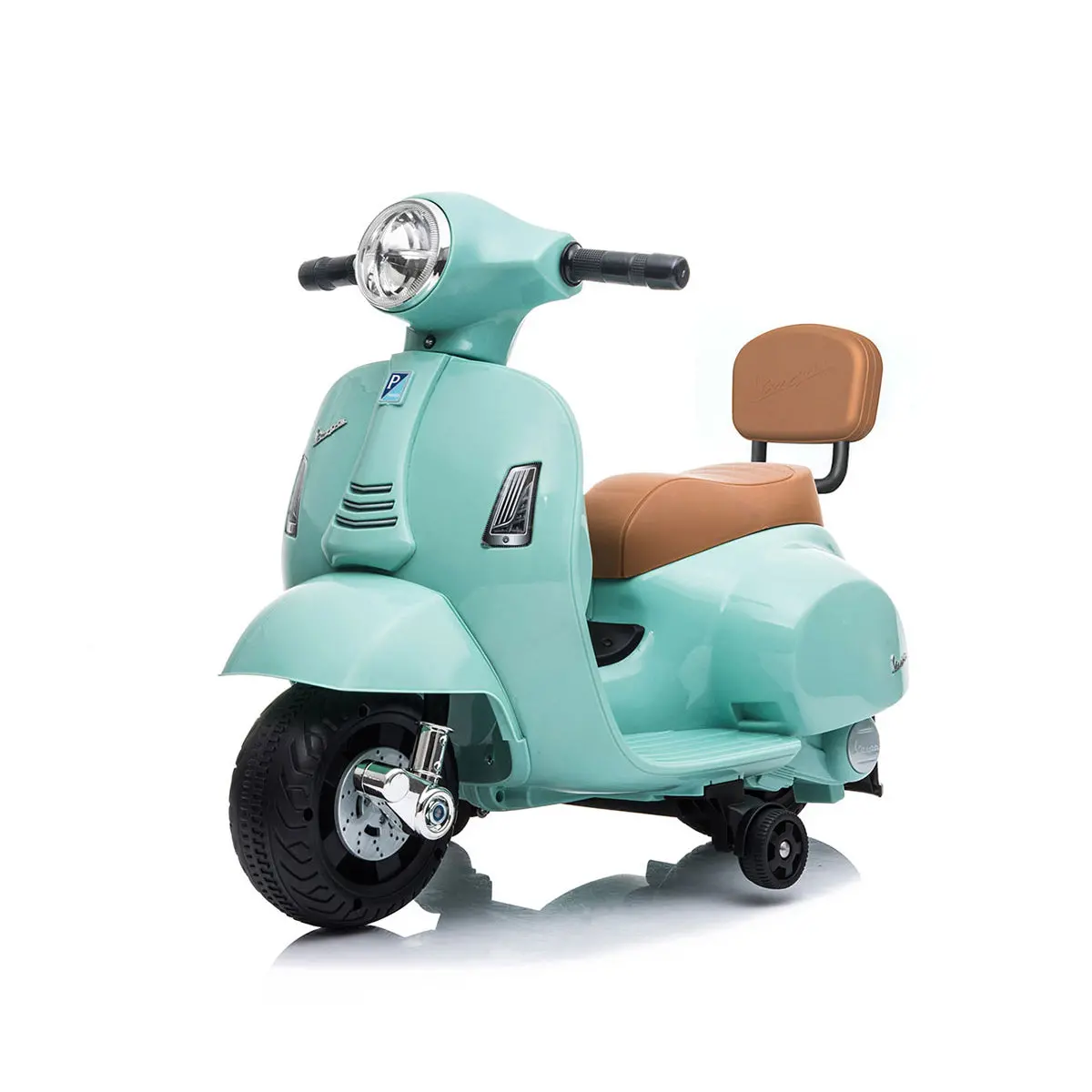 Vespa Licensed Mini 6V Electric Ride On Bike With Backrest - Teal 1