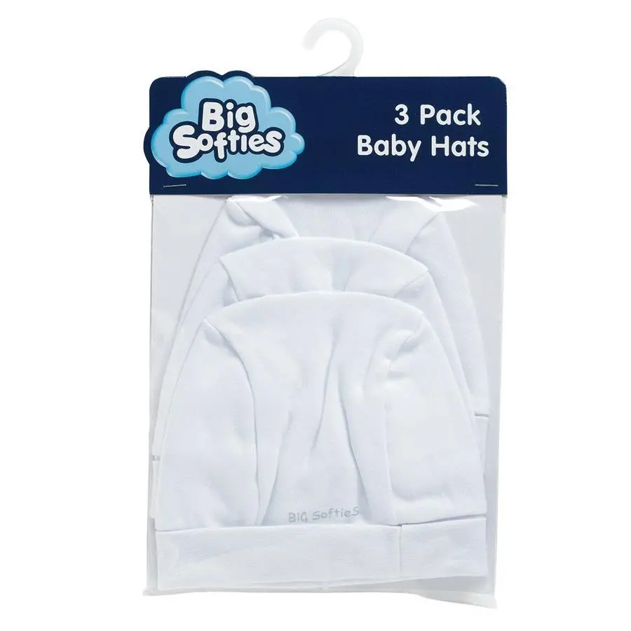 Big Softies Cotton New Born Baby Hats 3 Pack 1