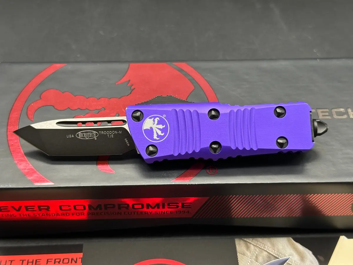 Microtech Troodon Mini T/E Ca Legal Otf Auto Knife Purple (1.9" Black) 1