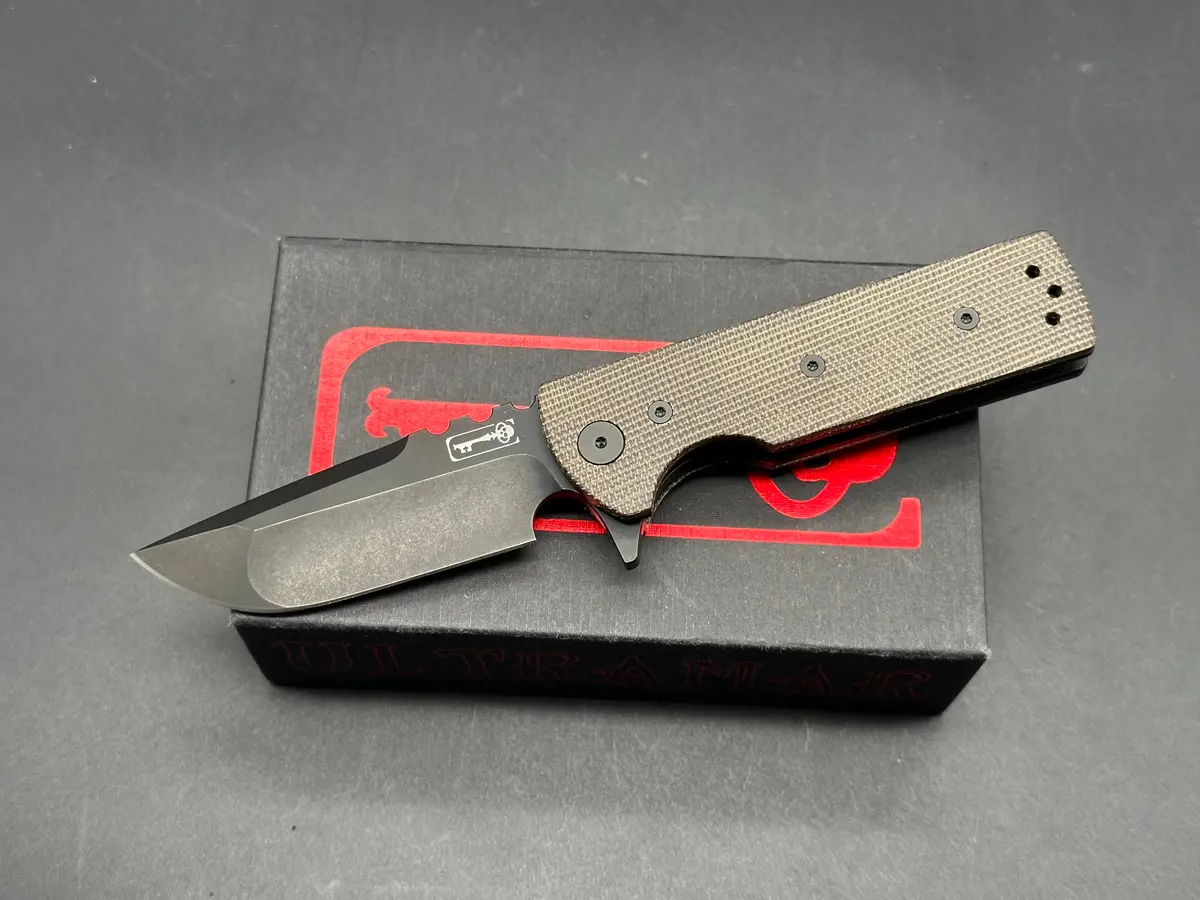 Chaves T.A.K. Liner Lock Knife Drop Point Green Micarta (2.7" Blackout) 1