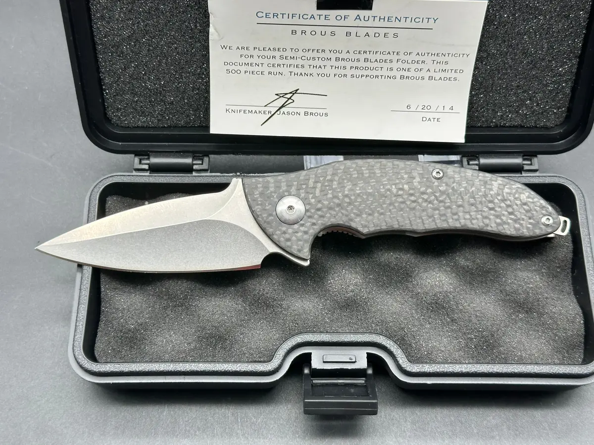 Brous Blades: Caliber Flipper Folding Knife W/ Carbon Fiber Handle  Limited Edition 1