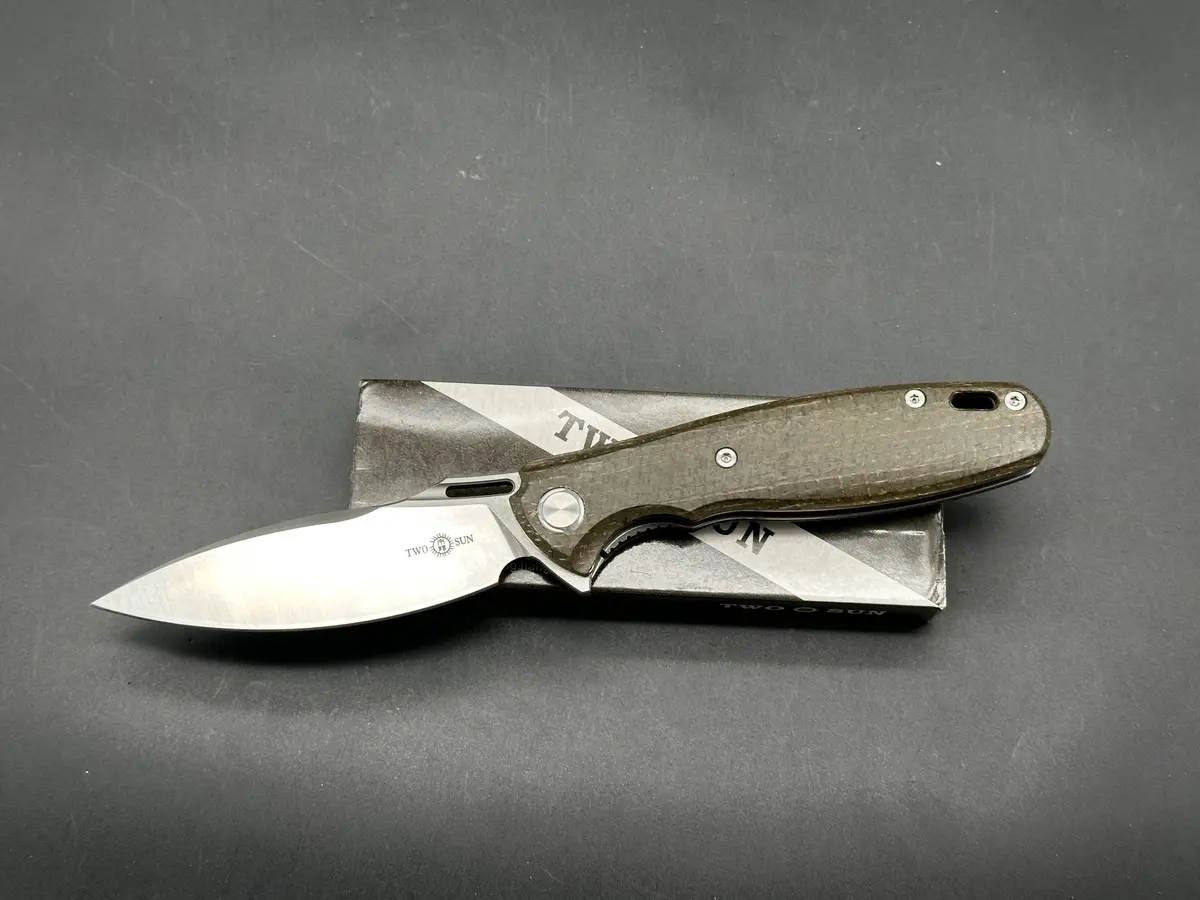 Twosun Ts162 D2 Micarta Green Micarta Handle Plain Edge D2 Blade 1