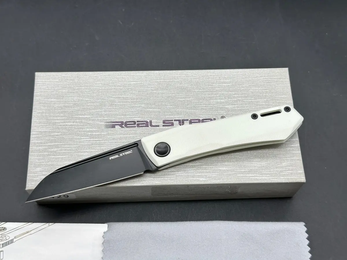 Real Steel Solis Lite Slip Joint Knife White G-10 (2.91" Black) 1