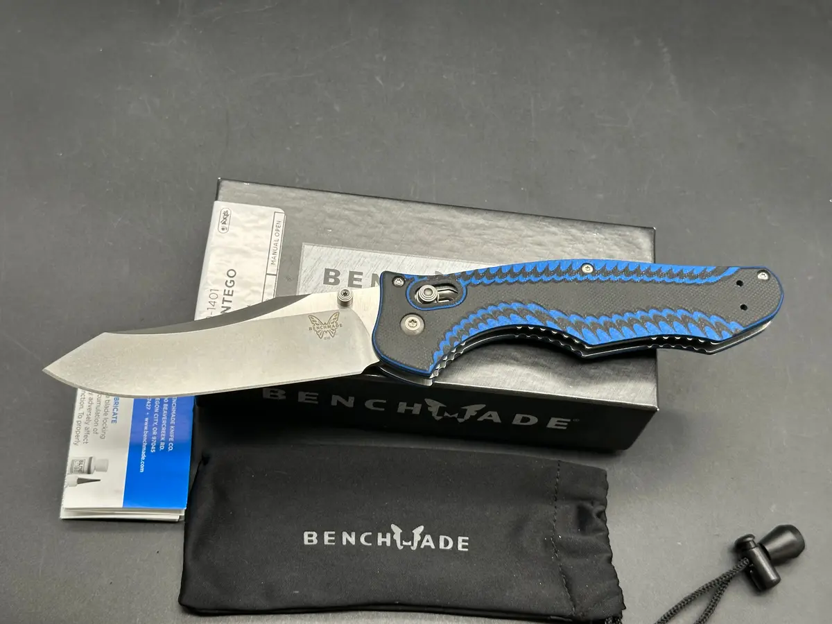 Benchmade Contego (Knifeworks Exclusive) Blue/Black G10 Handles W/M390 Blade 1