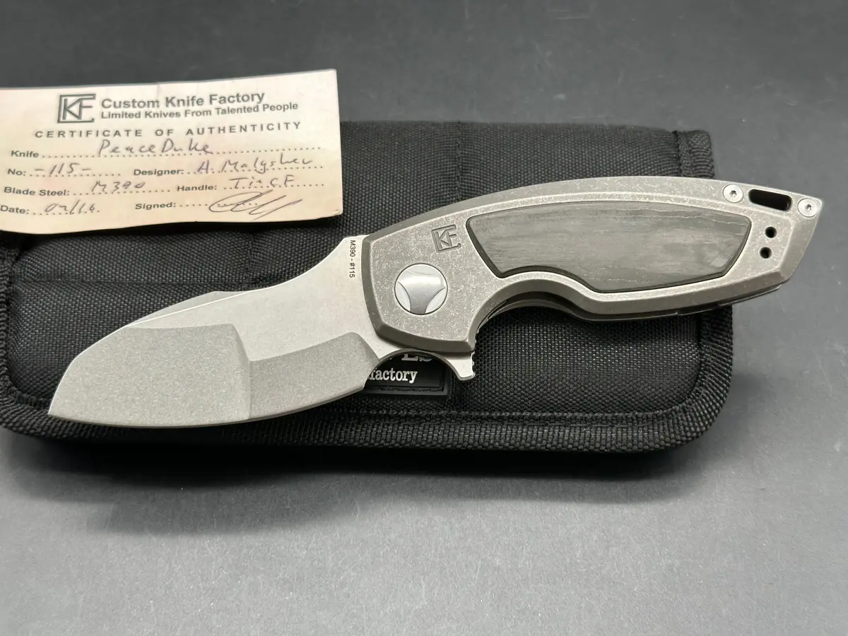 Custom Knife Factory Peace Duke Titanium Handle W/M390 Blade 1